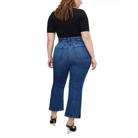 Good American Women Indigo 891 Good Legs Cropped Mini Bootcut Jeans Size 16 - Picture 5 of 6